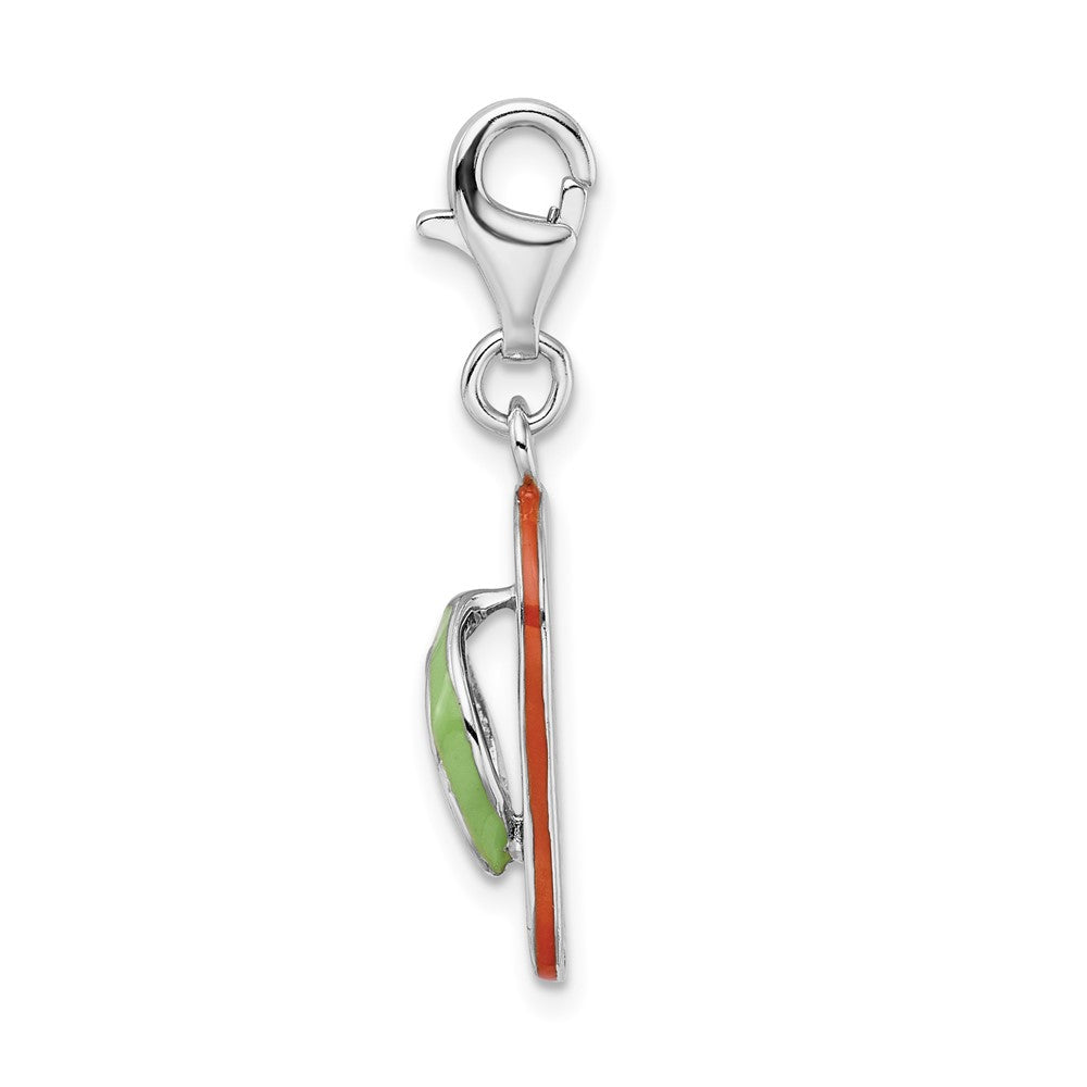 Amore La Vita Sterling Silver Rhodium-plated Polished 3-D Enameled Flip-flop Charm with Fancy Lobster Clasp