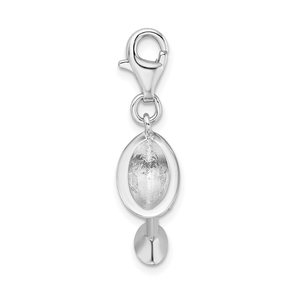 Amore La Vita Sterling Silver Rhodium-plated Polished 3-D CZ Martini Glass Charm with Fancy Lobster Clasp