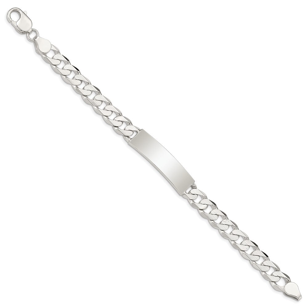 Sterling Silver Polished Engravable Patterned Curb Link 40x Plate ID Bracelet