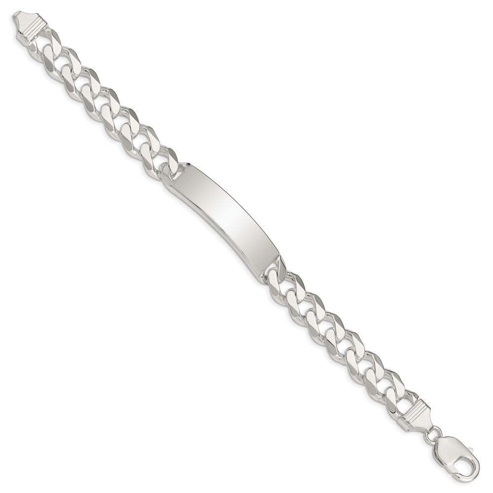 Sterling Silver Polished Engravable Curb Link 42x Plate ID Bracelet