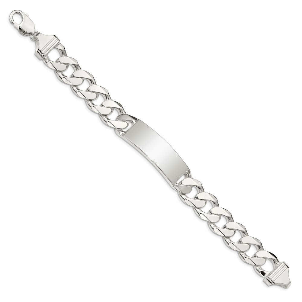 Sterling Silver Polished Engravable Curb Link 40x Plate ID Bracelet