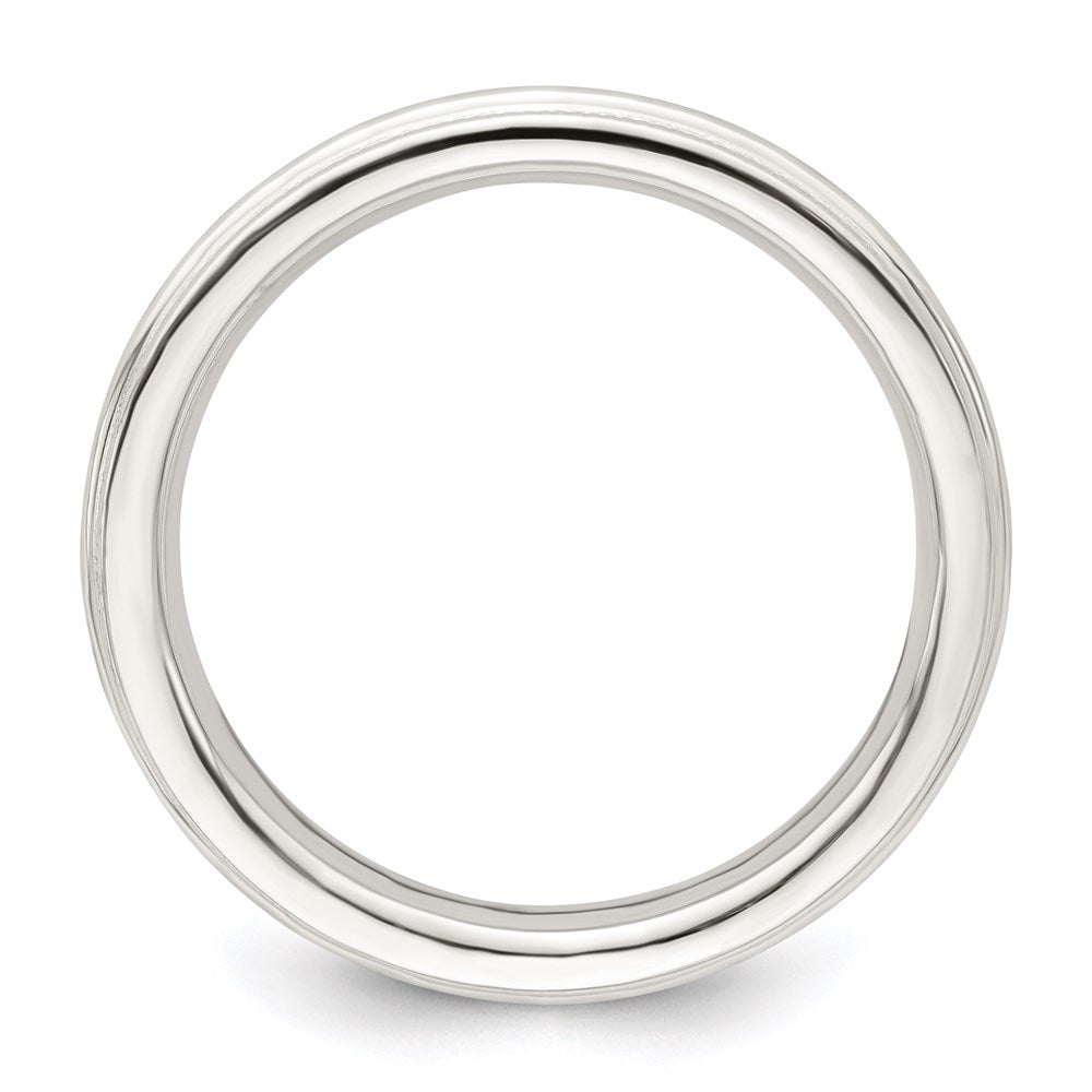 Sterling Silver Comfort Fit Half Round Milgrain Size 9.5 Band