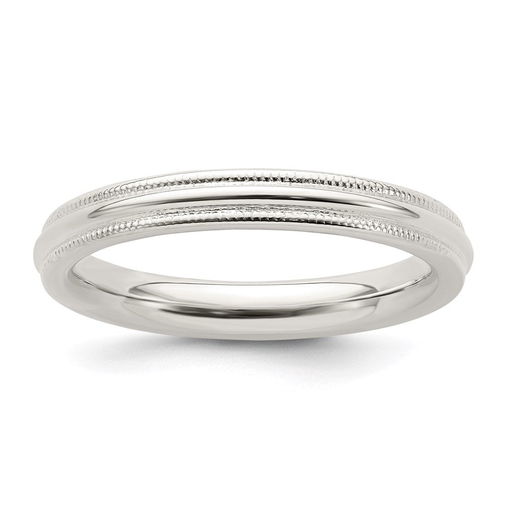 Sterling Silver Comfort Fit Half Round Milgrain Size 9.5 Band