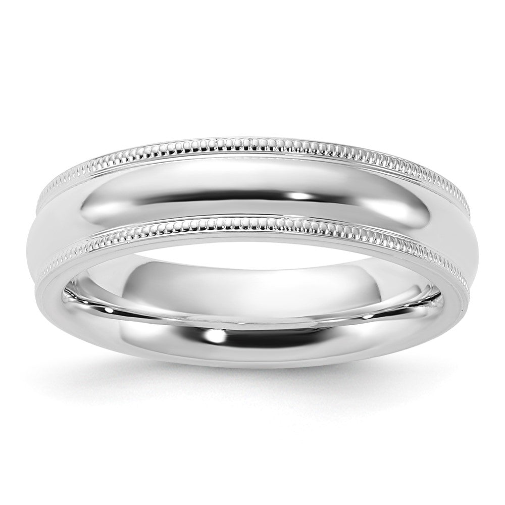 Sterling Silver Comfort Fit Half Round Milgrain Size 4 Band