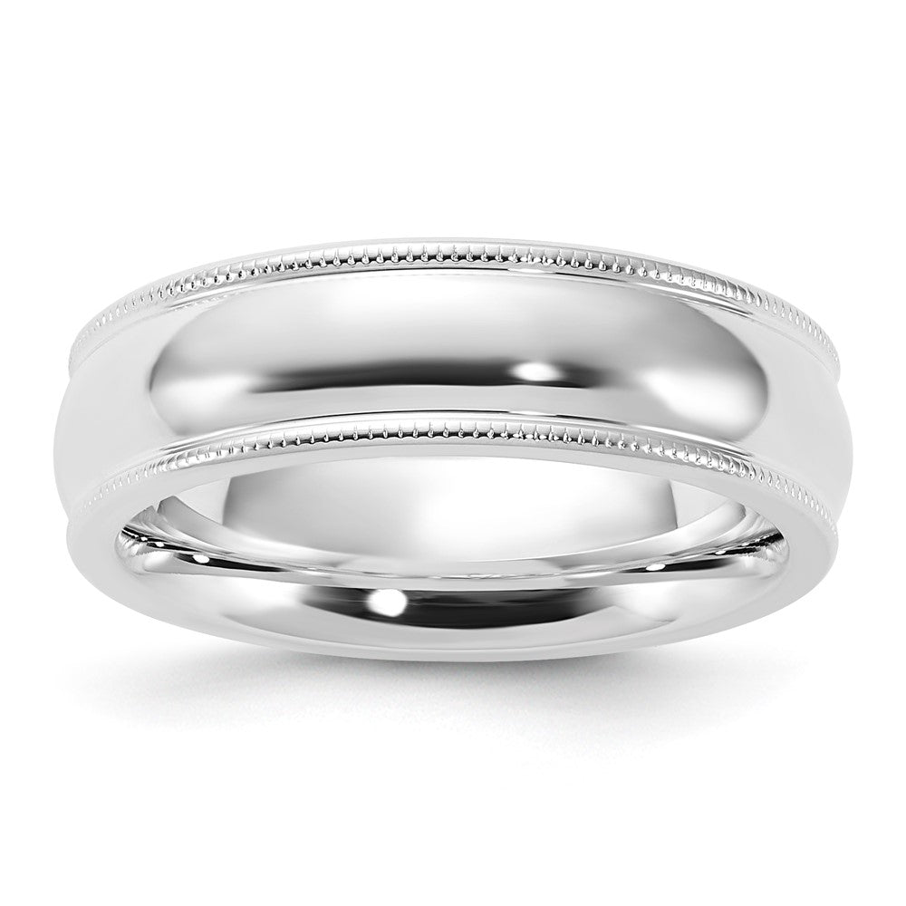 Sterling Silver Comfort Fit Half Round Milgrain Size 4 Band