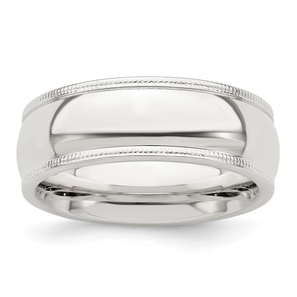 Sterling Silver Comfort Fit Half Round Milgrain Size 9 Band