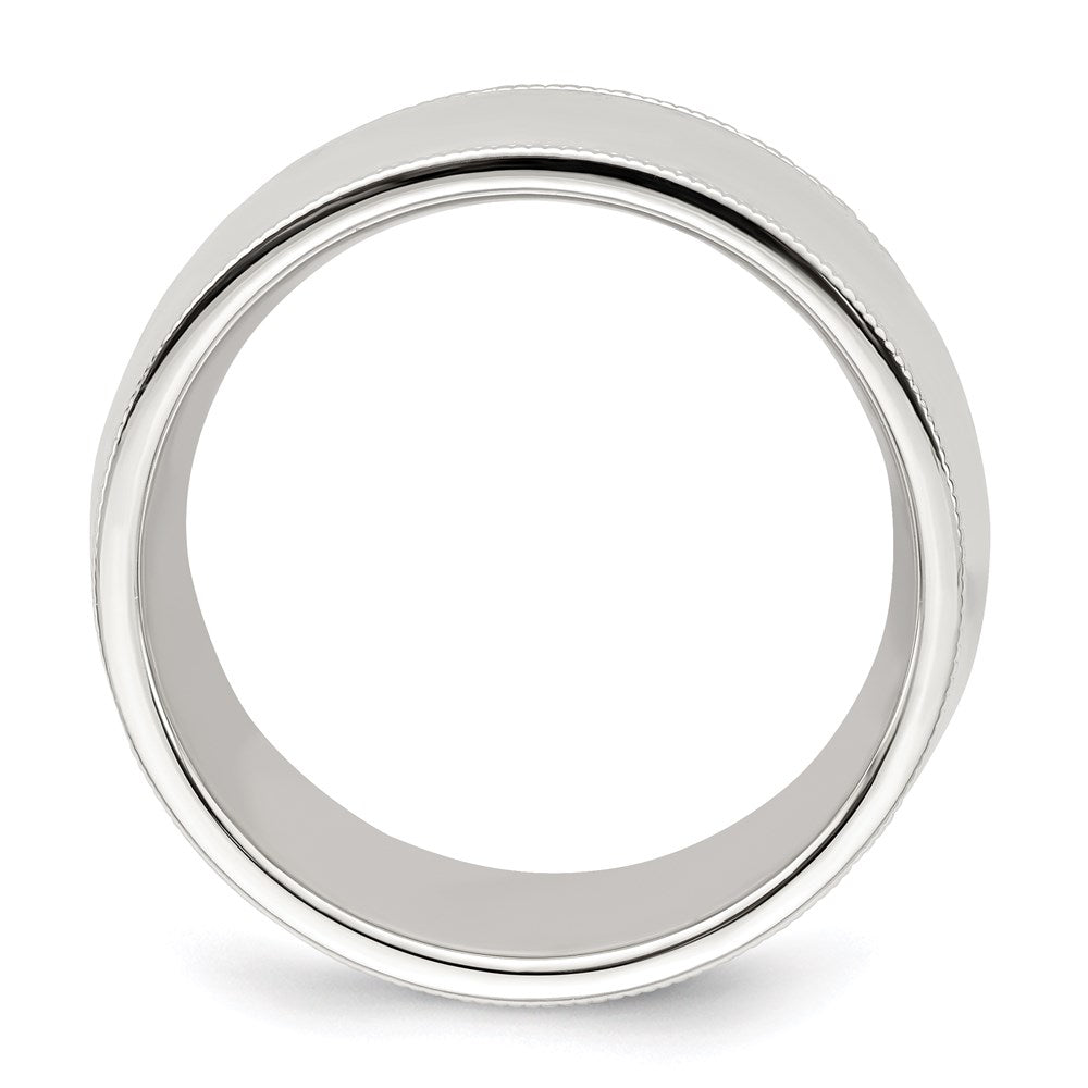 Sterling Silver Comfort Fit Half Round Milgrain Size 10.5 Band
