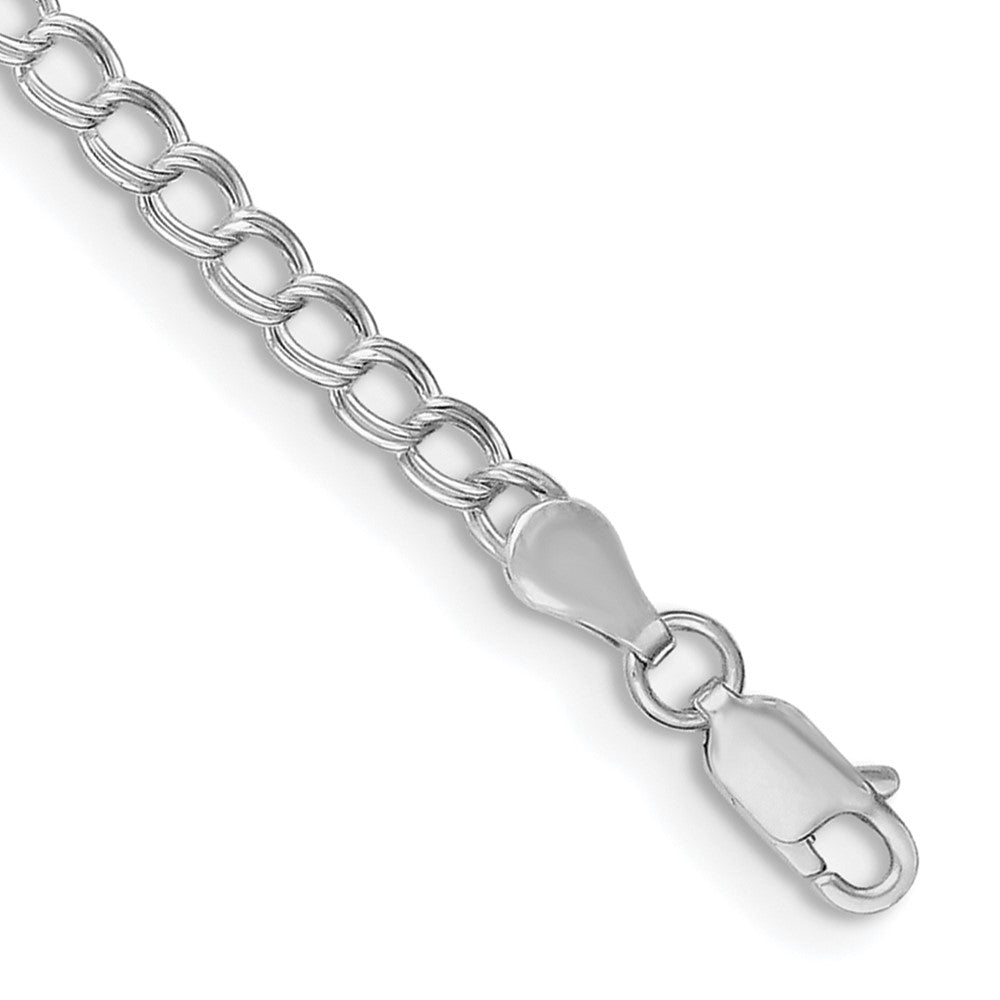 Sterling Silver Solid Double Link Charm Bracelet
