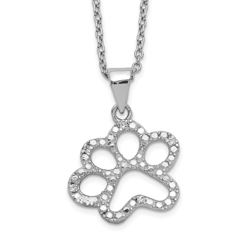 Cheryl M Sterling Silver Rhodium-plated Brilliant-cut CZ Paw 18.25 Inch Necklace