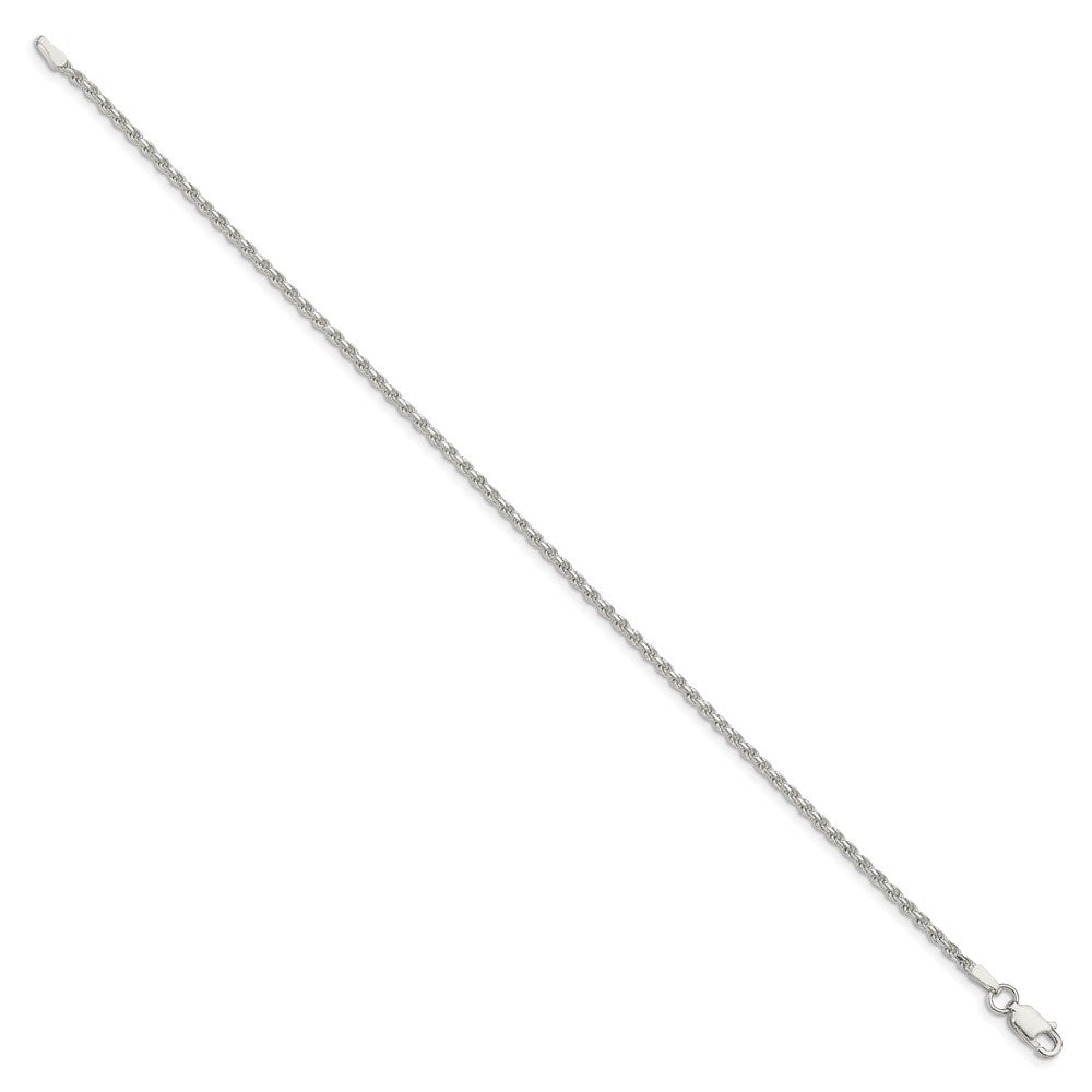 Sterling Silver Diamond-cut Rope Chain Anklet