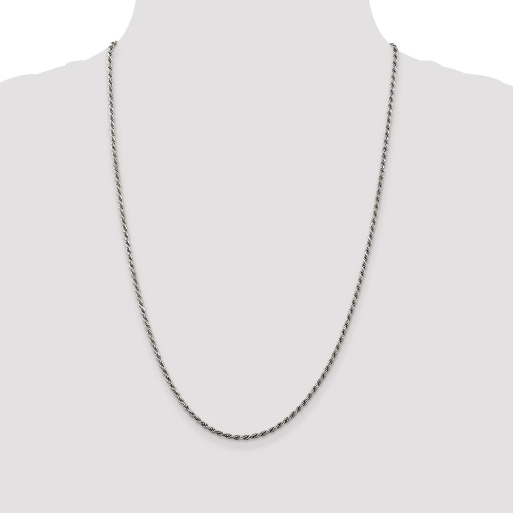 Sterling Silver Rhodium-plated Diamond-cut Rope Chain