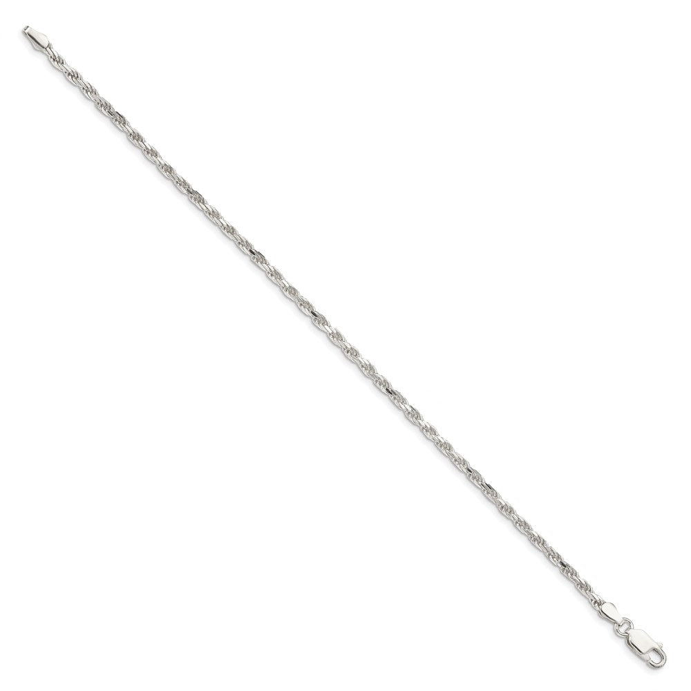 Sterling Silver Diamond-cut Rope Chain Anklet
