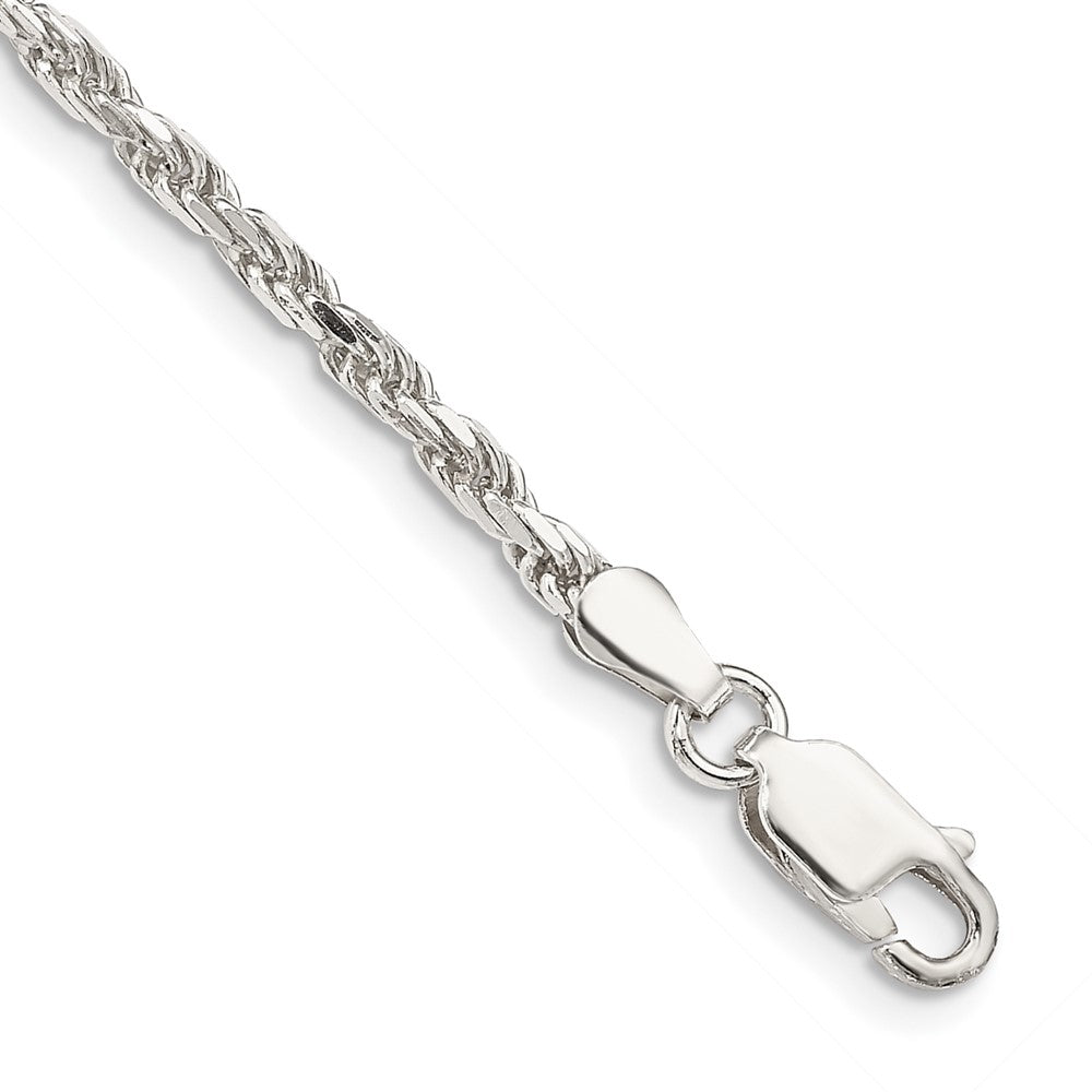 Sterling Silver Diamond-cut Rope Chain Anklet
