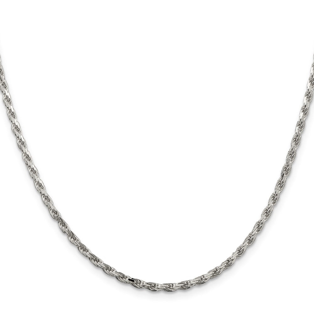 Sterling Silver Rhodium-plated Diamond-cut Rope Chain