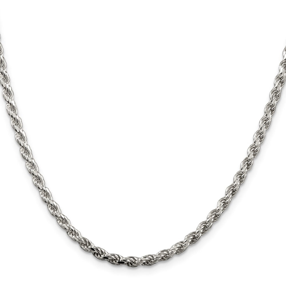 Sterling Silver Rhodium-plated Diamond-cut Rope Chain