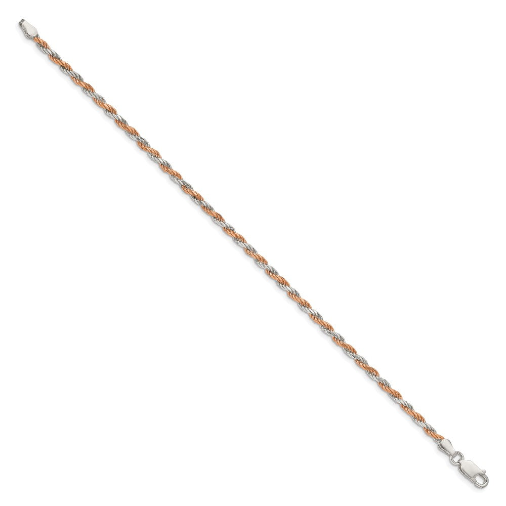 Sterling Silver And Rose Vermeil Diamond-cut Rope Chain