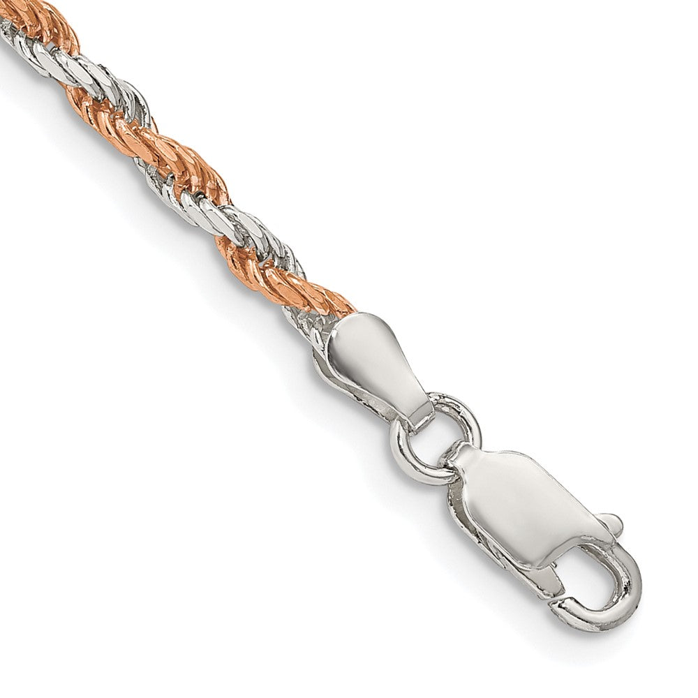 Sterling Silver And Rose Vermeil Diamond-cut Rope Chain