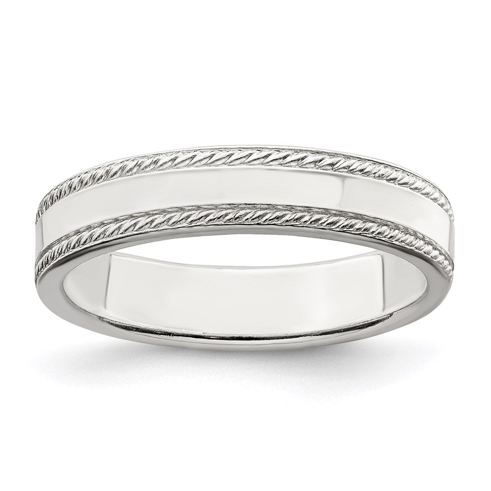 Sterling Silver Flat with Rope Edge Size 5 Band