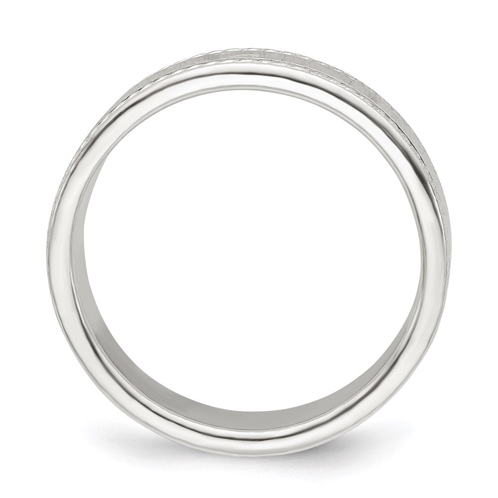 Sterling Silver Flat with Rope Edge Size 8 Band