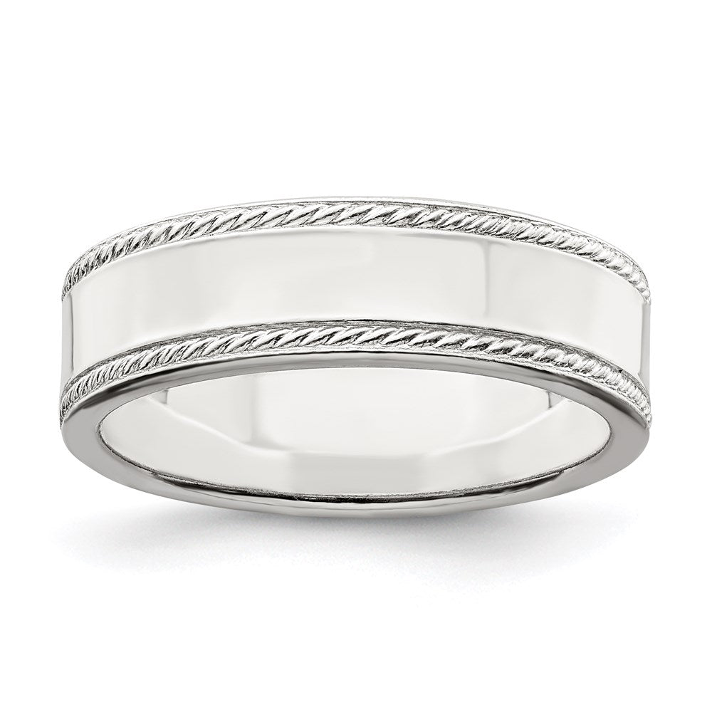 Sterling Silver Flat with Rope Edge Size 5 Band