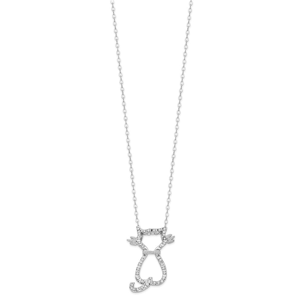 Diamond Fascination Diamond Mystique Sterling Silver Platinum-plated Diamond 18 Inch Cat Necklace