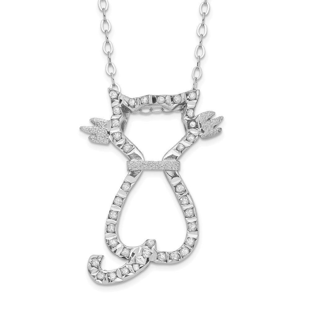 Diamond Fascination Diamond Mystique Sterling Silver Platinum-plated Diamond 18 Inch Cat Necklace