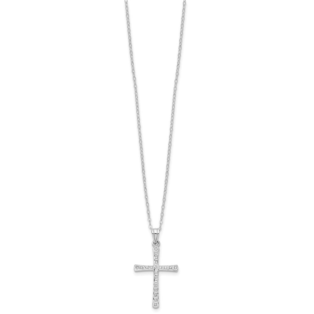 Diamond Fascination Diamond Mystique Sterling Silver Platinum-plated Diamond Cross 18 Inch Necklace