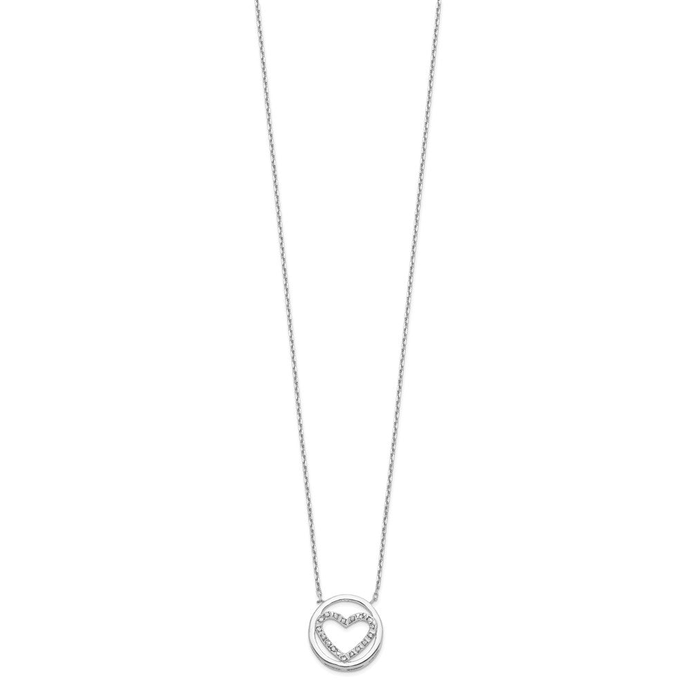 Diamond Fascination Diamond Mystique Sterling Silver Platinum-plated Diamond Circle with Heart 17 Inch Necklace