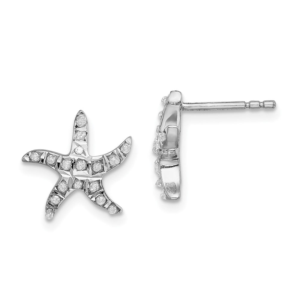 Diamond Fascination Diamond Mystique Sterling Silver Platinum-plated carart Diamond Starfish Post Earrings