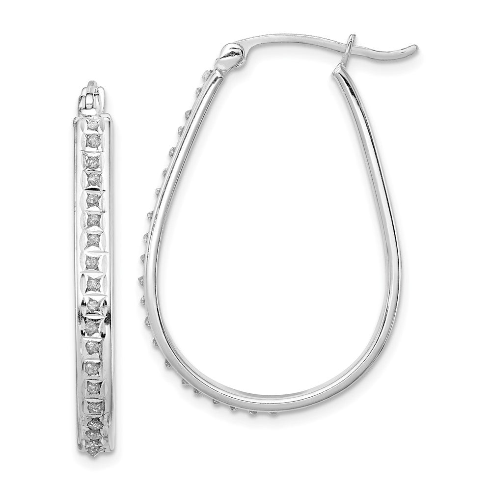 Diamond Fascination Diamond Mystique Sterling Silver Platinum-plated Diamond Oval Hoop Earrings