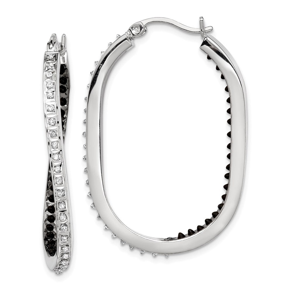 Diamond Fascination Diamond Mystique Sterling Silver Platinum-plated Diamond Black and White Diamond In and Out Hoop Earring