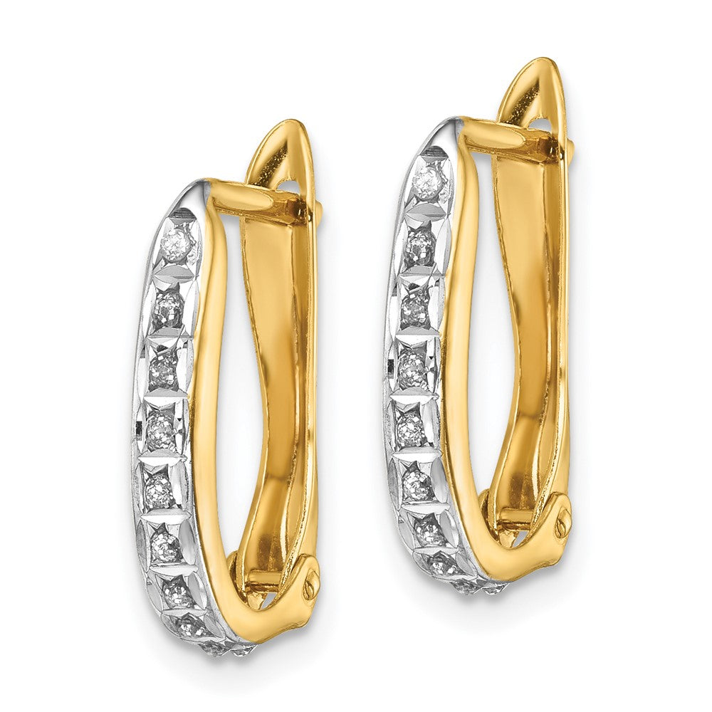 Diamond Fascination Diamond Mystique Sterling Silver 18K Gold-plated Diamond Oval Hinged Hoop Earrings