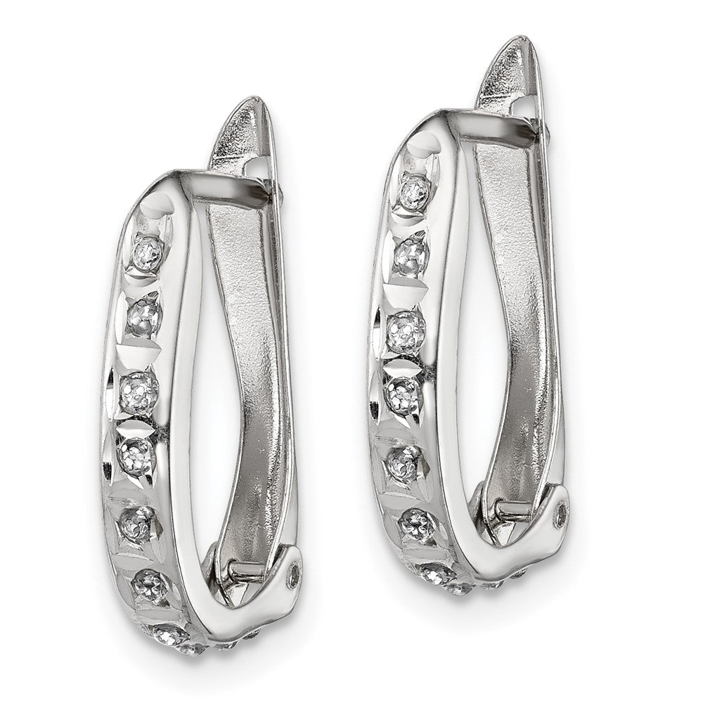 Diamond Fascination Diamond Mystique Sterling Silver Platinum-plated Diamond Oval Hinged Hoop Earrings