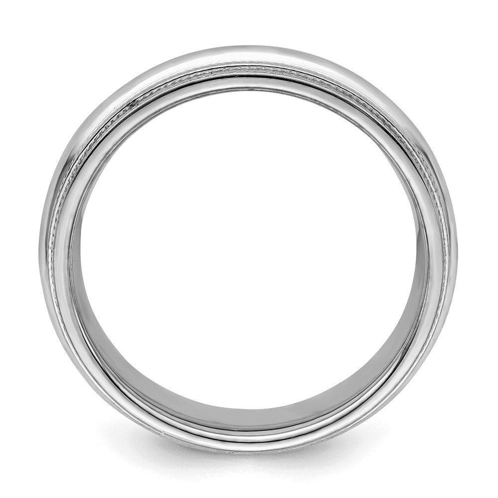 Sterling Silver Rhodium Comfort Fit Double Milgrain Size 7.5 Band