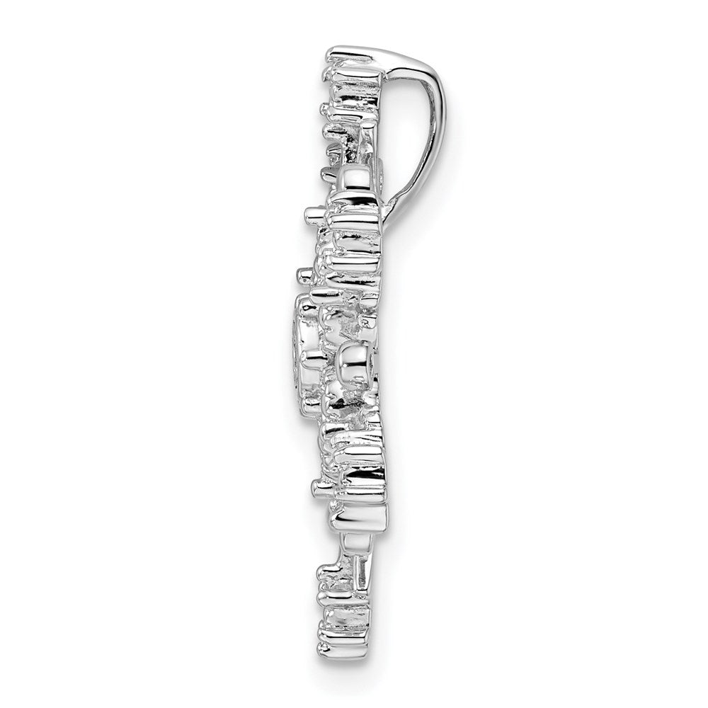 Sterling Silver Rhodium Diam. Snowflake Chain Slide