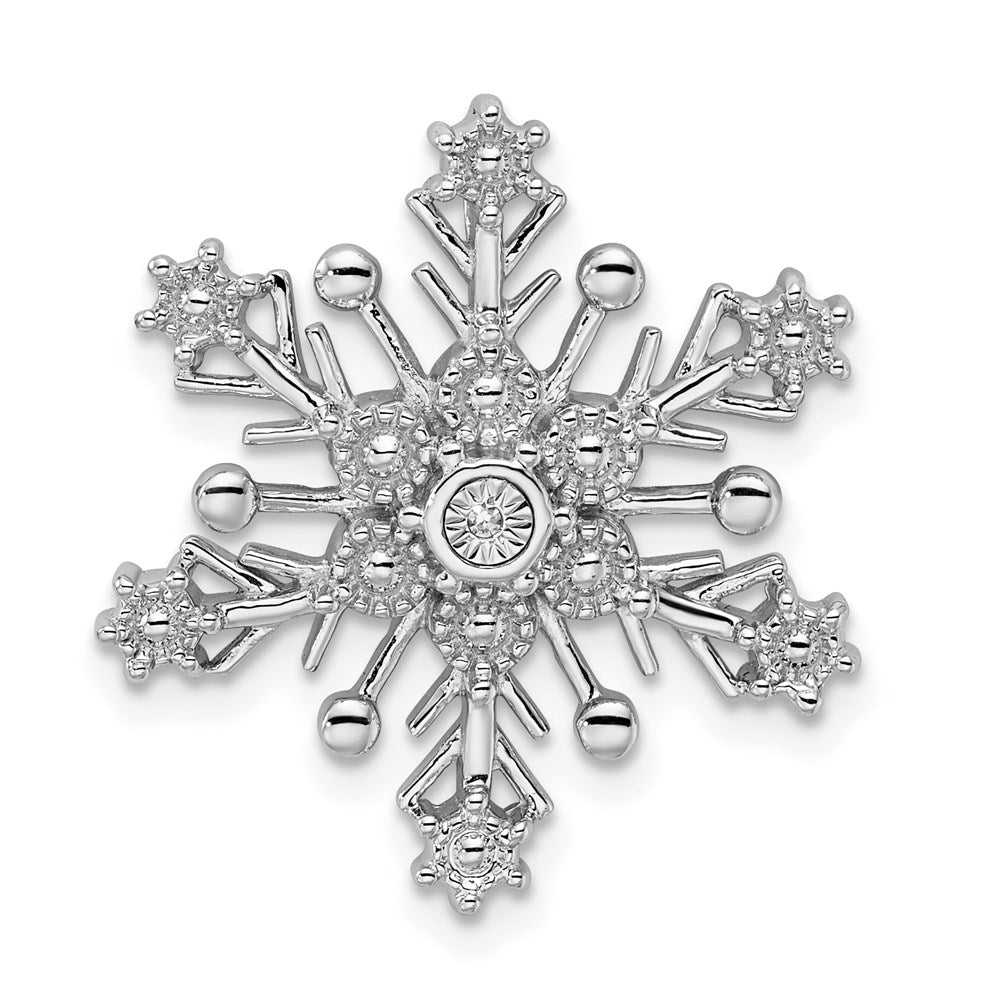 Sterling Silver Rhodium Diam. Snowflake Chain Slide