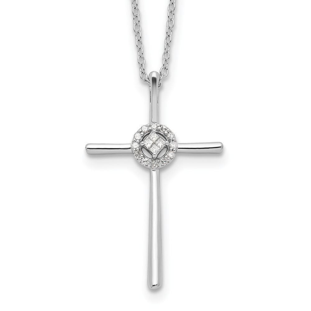 Sterling Silver Diamond Rhodium-plated Eternal Life Cross Necklace