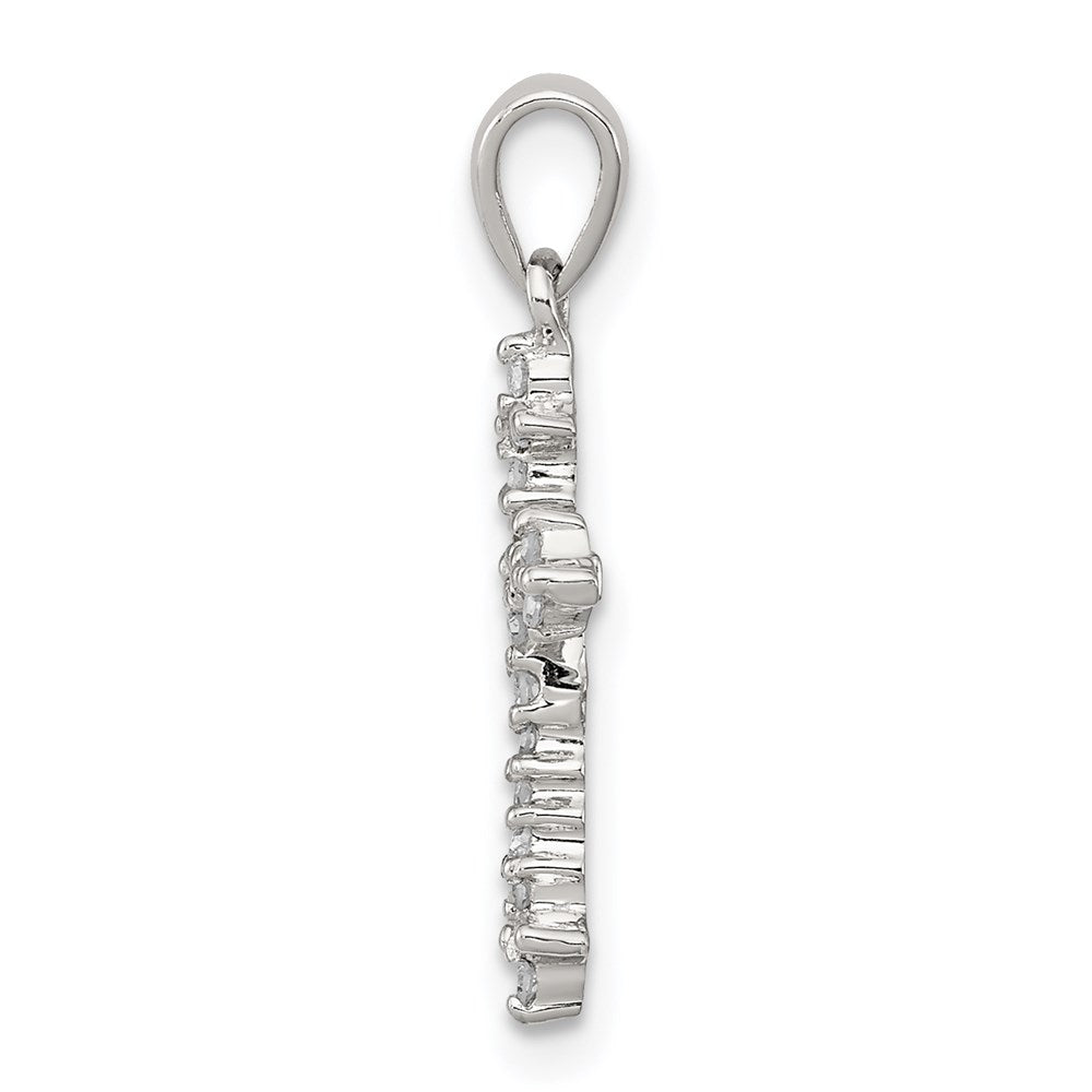 Sterling Silver Rhodium Diamond Dainty Cross Pendant