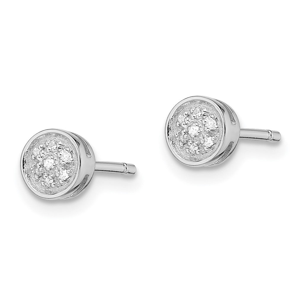 White Night Sterling Silver Rhodium-plated Diamond Circle Post Earrings