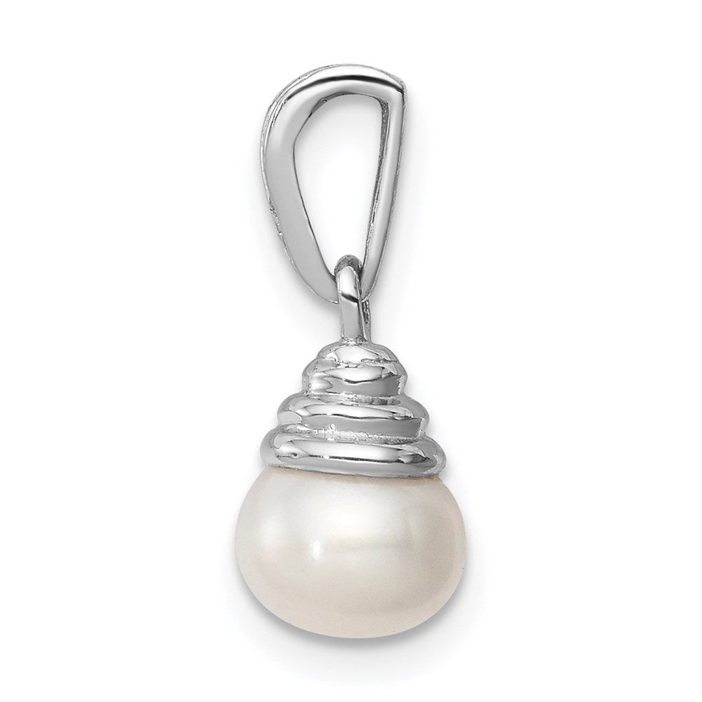 Sterling Silver Rhodium 5- FW Cultured Pearl & Diamond Pendant