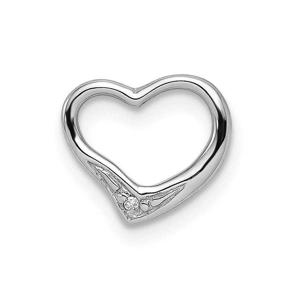 Sterling Silver Rhodium Diamond Floating Heart Pendant