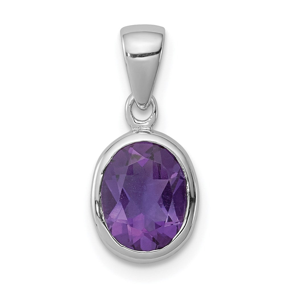 Sterling Silver Rhodium Planted Amethyst Pendant