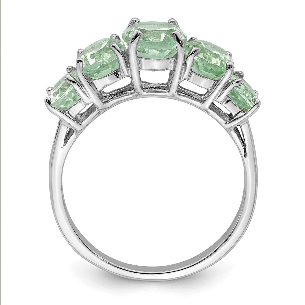 Sterling Silver Rhodium Green Quartz Ring