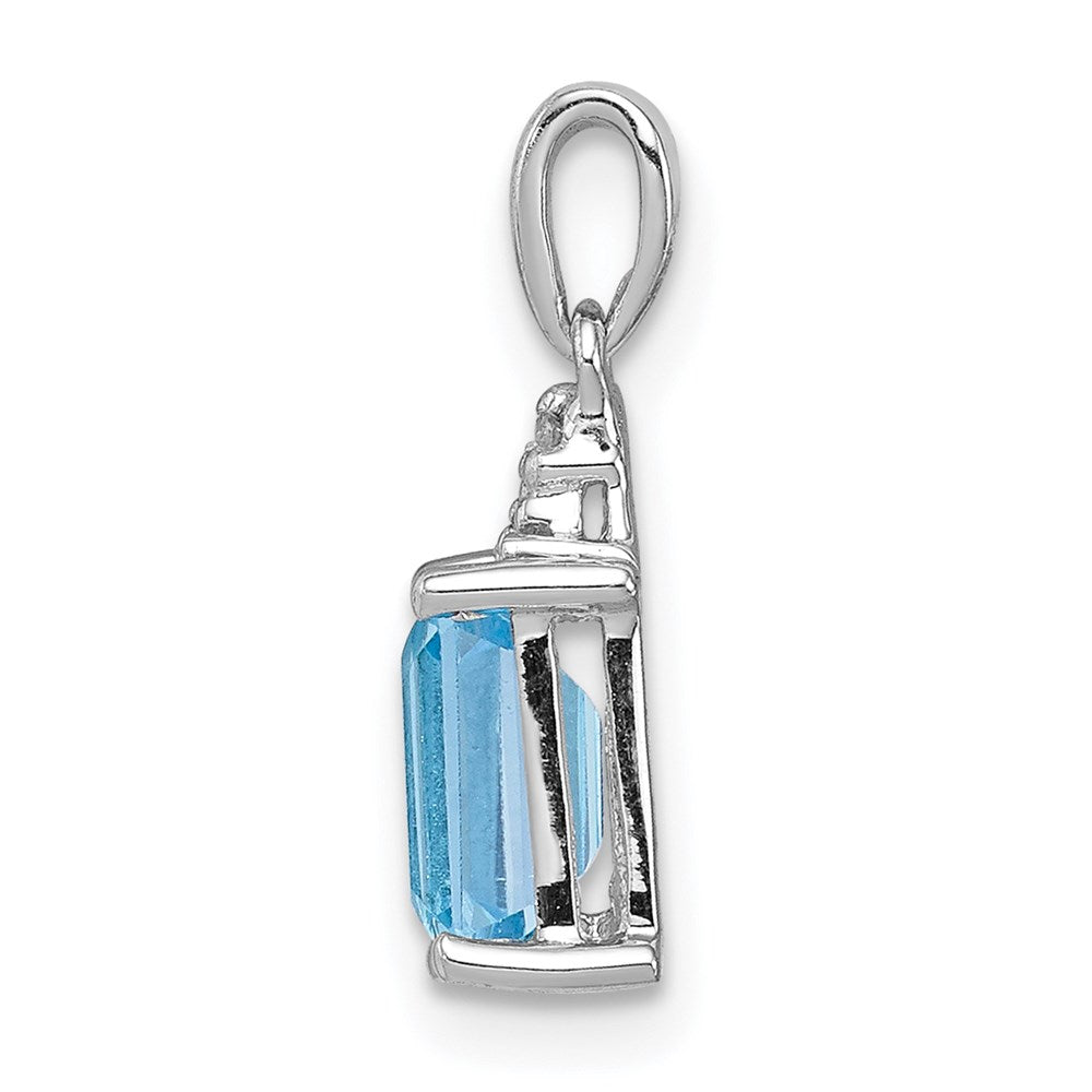 Sterling Silver Rhodium-plated Light Swiss Blue Topaz Diamond Pendant