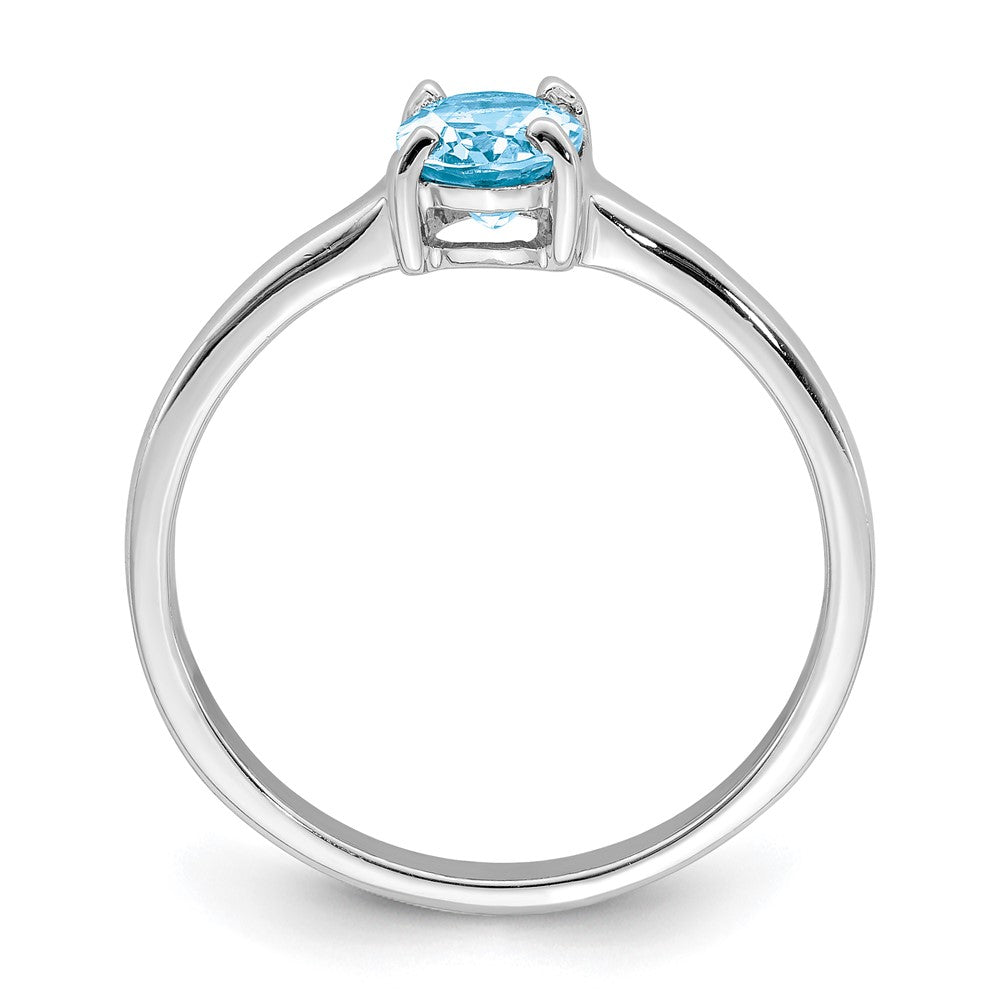 Sterling Silver Rhodium Light Swiss Blue Topaz Ring