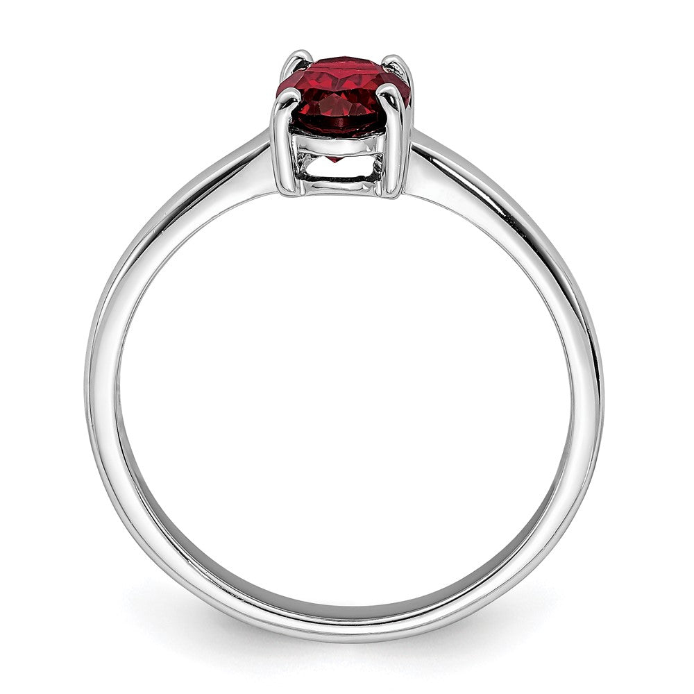 Sterling Silver Rhodium Garnet Ring