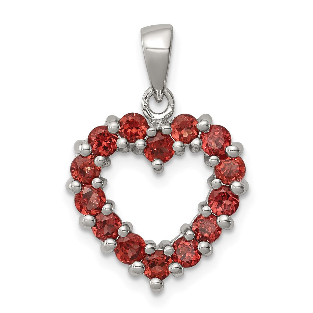 Sterling Silver Rhodium Garnet Pendant