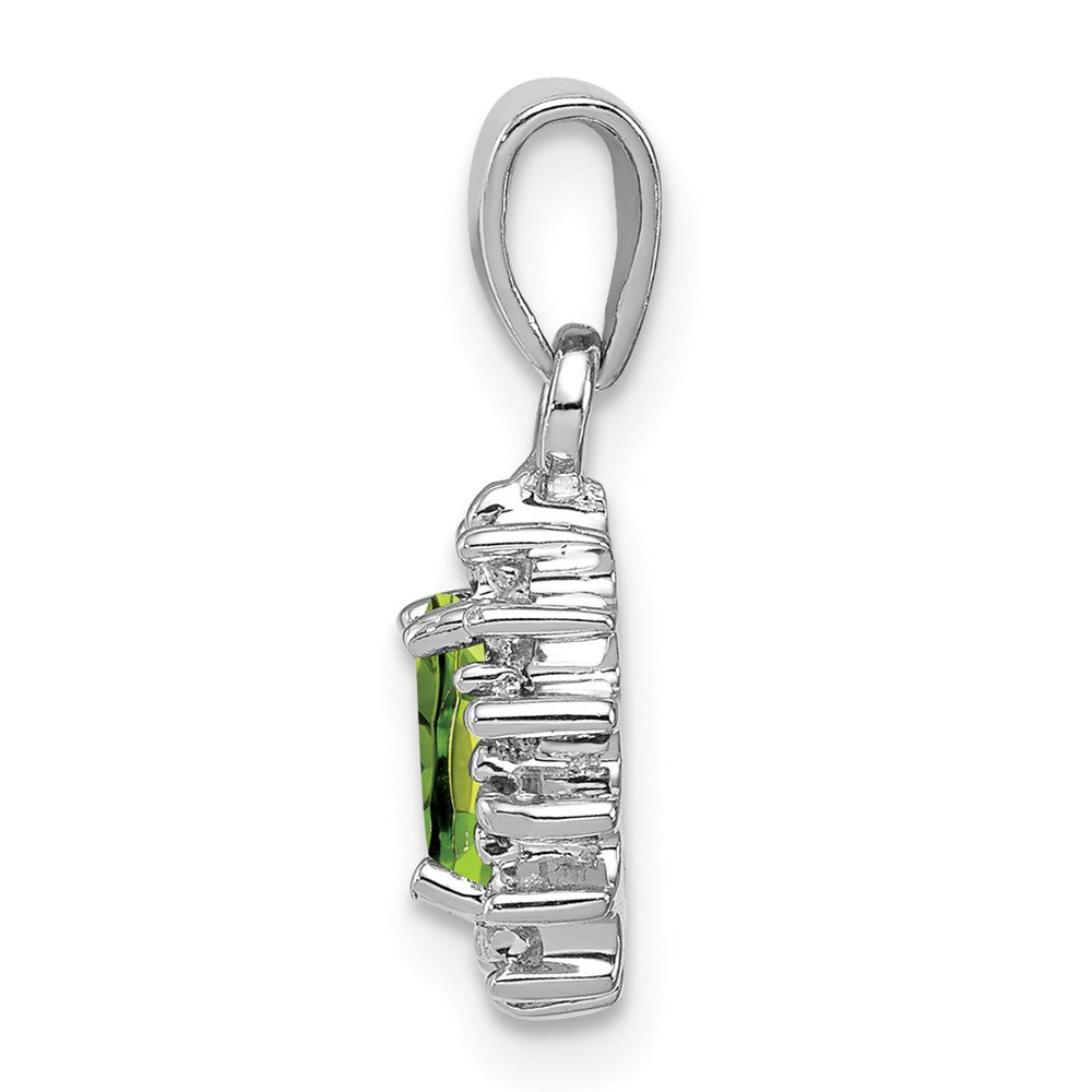 Sterling Silver Rhodium-plated Peridot and Diamond Pendant