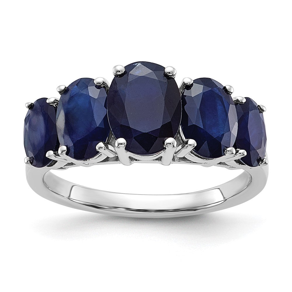 Sterling Silver Rhodium-plated Lab Created Sapphire Ring