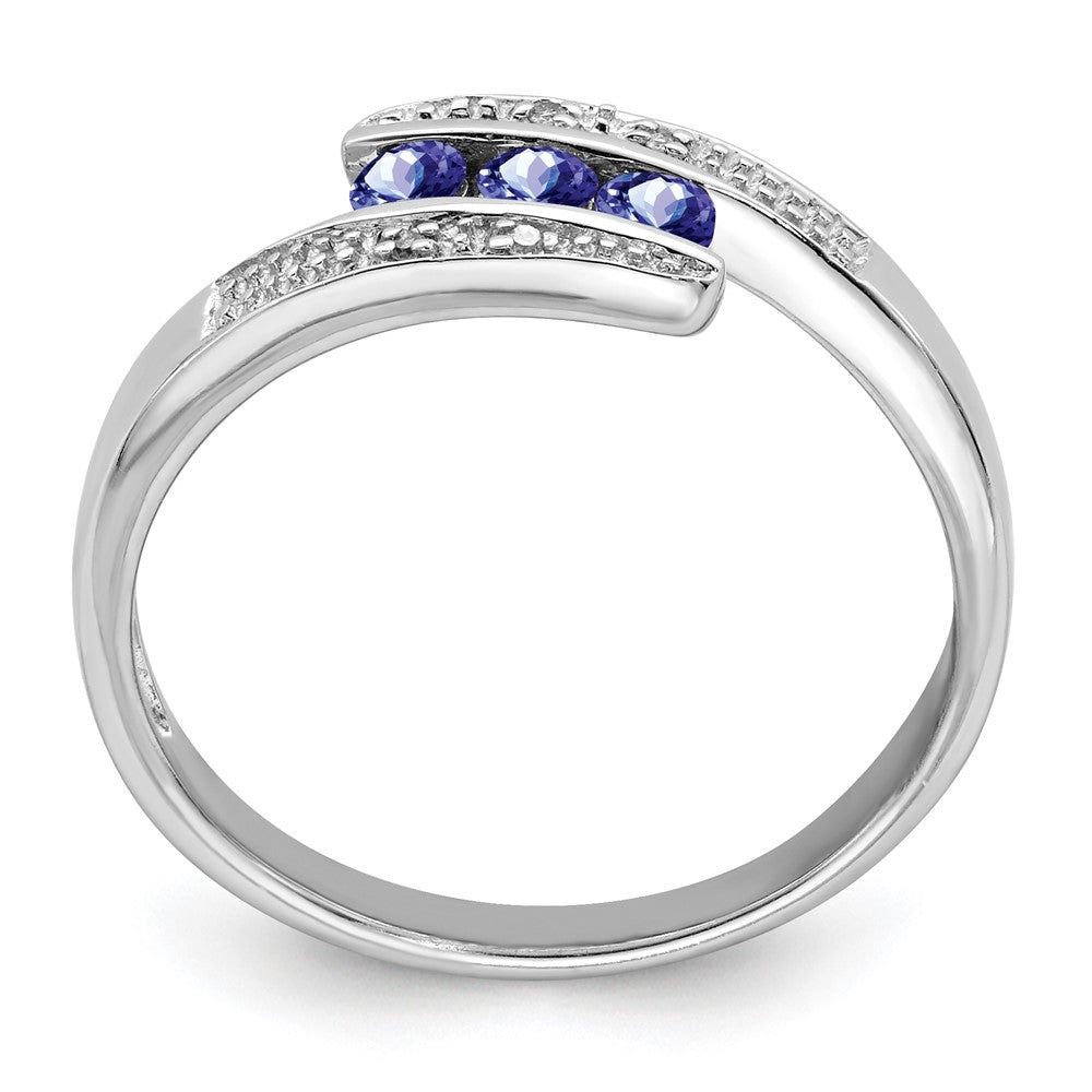 Sterling Silver Rhodium Tanzanite & Diam. Ring